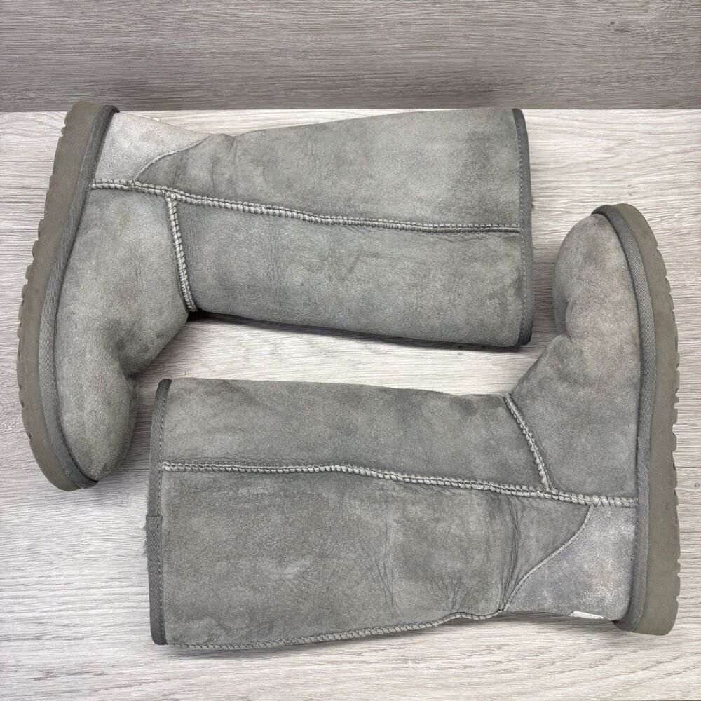 UGG Australia Women's Size 7 Shearling Boots Suede Classic Tall 5815 Gray - Picture 9 of 11